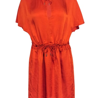 Maje - Rust Orange Satin Waist Tie Dress Sz L