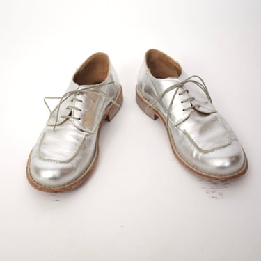 Moma Leather Metallic Silver Oxford