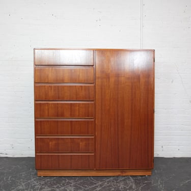 Vintage MCM Scandinavian teak tallboy dresser / wardrobe by Komfort Furniture Denmark | Free delivery in NYC and Hudson Valley areas 