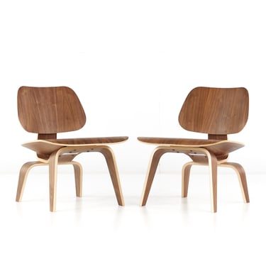 Charles and Ray Eames for Herman Miller Mid Century Walnut LCW Chairs - Pair - mcm 