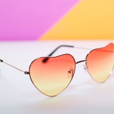 Retro Creamsicle Heart Sunglasses Wire Rim 