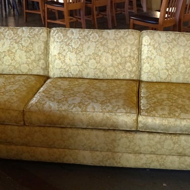 Gold Floral Pattern Couch on Casters