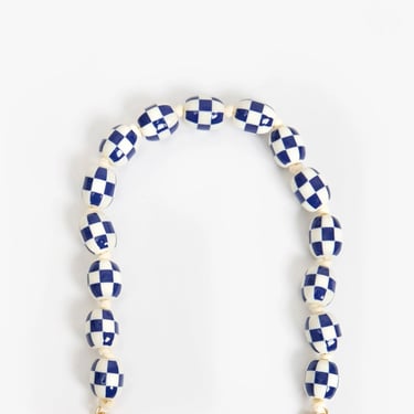 Shortie Strap - Blue/Cream Checker