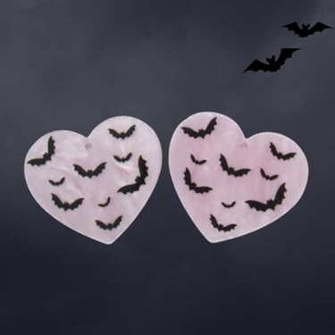 Halloween Hair Clip Pastel Pink Heart & Bats Barrette 