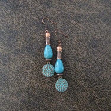 Patinated copper and howlite southwest earrings 2 