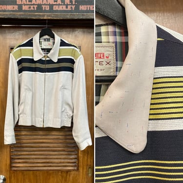 Vintage 1950’s Atomic Fleck Two-Tone Gabardine Ricky Rockabilly Jacket, 50’s Vintage Clothing 