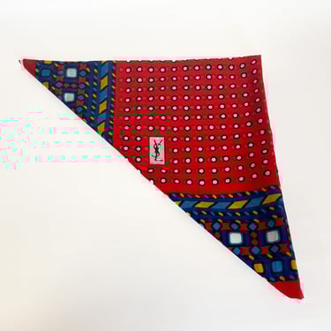 YSL Red Polka-dot Geometric Scarf