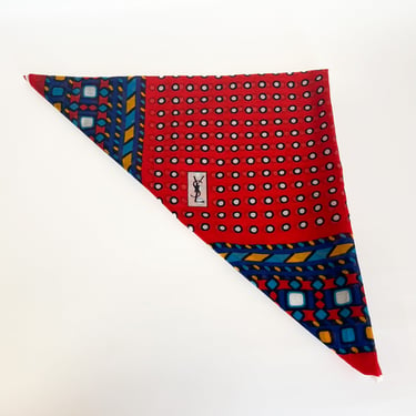 YSL Red Polka-dot Geometric Scarf