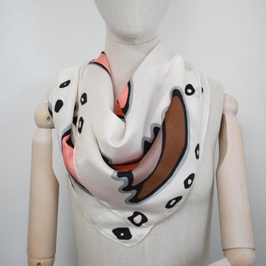 1980s Abstract Silk Scarf 