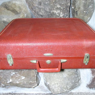 Mid Century Starline Suitcase Vintage Mahogany Brown Hard Sided Luggage 1950 Travel Bag Medium Sized Suitcase Retro Storage Trunk JC Higgins 