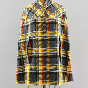 Vintage 1970s Plaid Cape