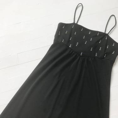 1970s Black Rhinestone Disco Dress 