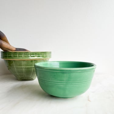 1940s Sevilla Green Ceramic Mixing Bowl Stoneware Vintage Green Bowl Antique Green Bowl 