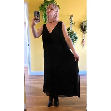 Vintage 90s Oversized Black Maxi Dress 1990s Goth Clothing Gothic Clothes 