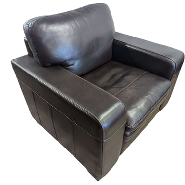 Dark Brown Real Leather Chair