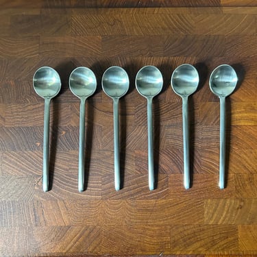 Vintage Amstel Lauffer Set of six demi tasse spoons Holland designed by Don Wallance 