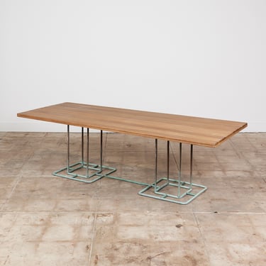Bronze Patio Beach Table with Wood Top by Walter Lamb for Brown Jordan 