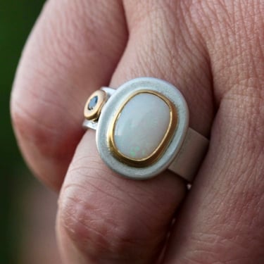 Big Sur | Australian Opal + Blue Sapphire Ring