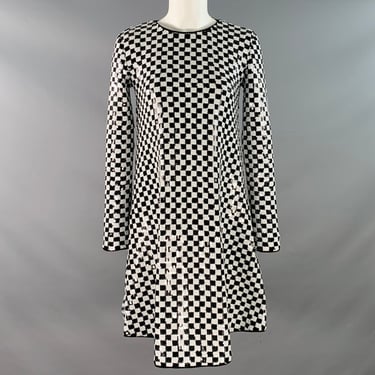 EMPORIO ARMANI Size 4 Black White Polyester Blend Sequined Checkered Dress