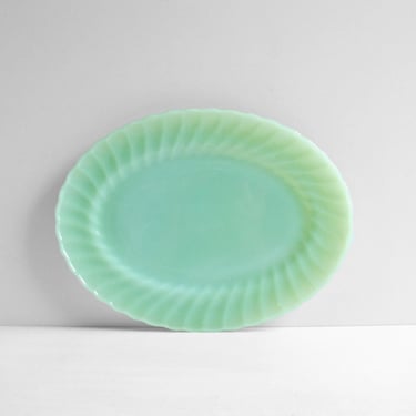 Vintage Jadeite Anchor Hocking Swirl Platter 