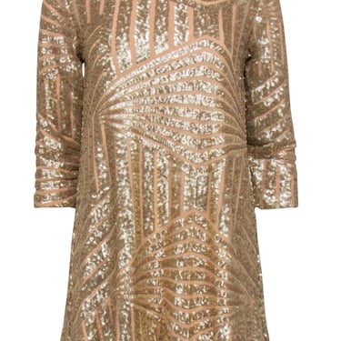 Ripley Rader - Gold Sequin Mini Dress w/ Open Back Sz 1