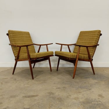 Pair of Vintage Czech Mid Century Modern Lounge Chairs 