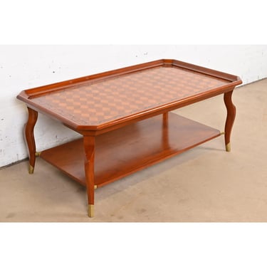 John Widdicomb Italian Provincial Parquetry Top Two-Tier Coffee Table