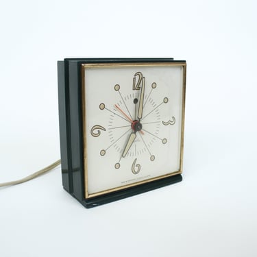 Vintage 40's Westclox Analog Desk Clock / Alarm Clock - Dark Green Bakelite Case 