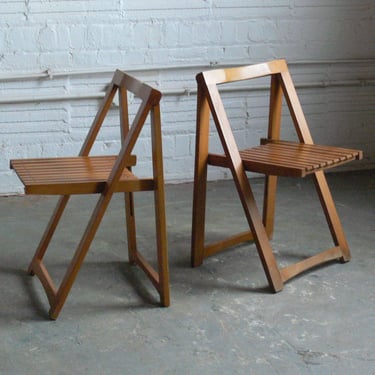 Danish Inspired Folding Dining Chairs Attributed to Aldo Jacober (Set of 2) 