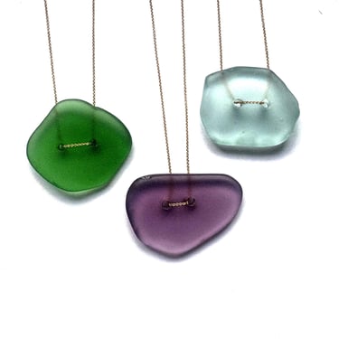Seaglass Blob Pendant on Goldfileld Chain 