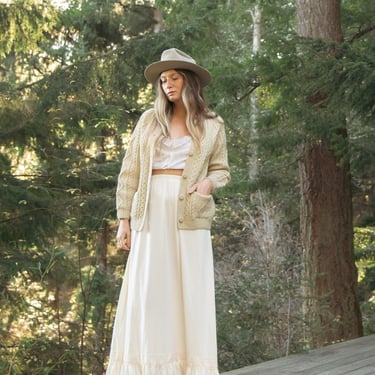 ◎ Vintage wool 100% Fisherman knit cream VINTAGE CLASSIC CREAM 100% WOOL HAND MADE FISHERMAN KNIT