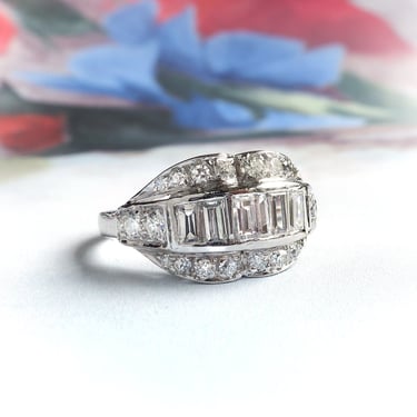 Art Deco 1.33ct. Diamond Anniversary Cocktail Ring Platinum 
