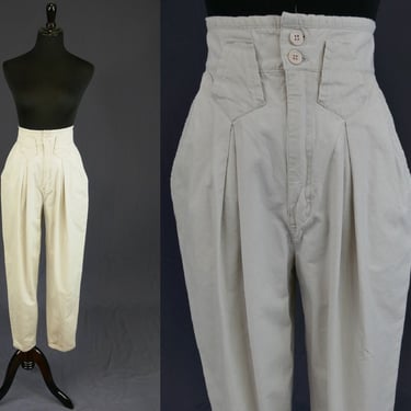 80s Pleated High Rise Pants - 25" 26" waist - Pleated Relaxed Tapered Leg - Maggie Lawrence - Vintage 1980s - 28" inseam short 