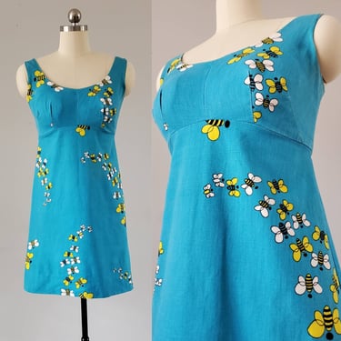 1960s Cotton Swim Dress / Play Dress by Jay-Ray Originals 60s Dress with Swimsuit Cups 60's Women's Vintage Size XS 