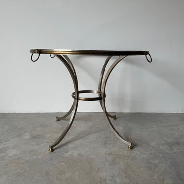 Italian Hollywood Regency Maison Jansen - Style  Brush Steel &  Bronze   Center Table  Base 