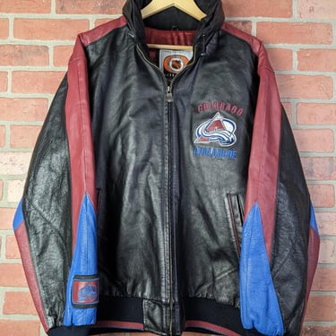 Vintage 90s NHL Colorado Avalanche Hockey ORIGINAL GIII Embroidered Leather Jacket - 2 Extra Large 