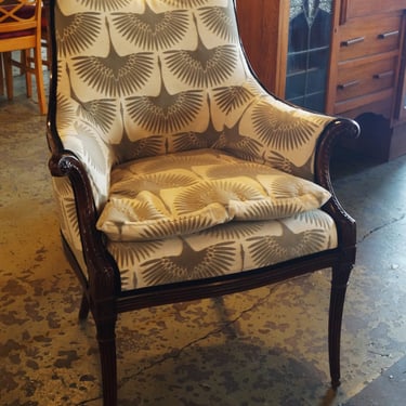 Soaring Crane Upholstered Chair w Wood Accents
