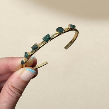 Raw emerald cuff, Emerald bracelet, May birthstone cuff, Rough emerald statement cuff, Raw gemstone bracelet, Taurus bracelet 