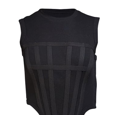 Dion Lee - Black Ribbed Corset Boning Bodice Sleeveless Top Sz XS