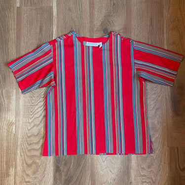 Vintage Striped Tee 70s Shirts Colorful Clothing Happy Vibes Festival Fashion 