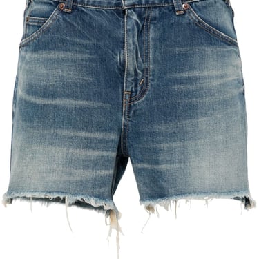 Celine Women Skate Sfrangiato Shorts Denim