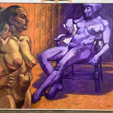 Anthony Ferrara Large Original Oil Painting "Two Women 6-2000" Nudes 
