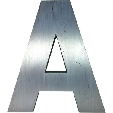 1950's Vintage American Spanjer Bros. Brushed Aluminum Letter A Building Sign 