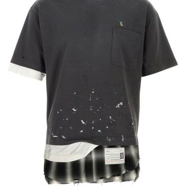 Miharayasuhiro Men Dark Grey Cotton Layered T-Shirt