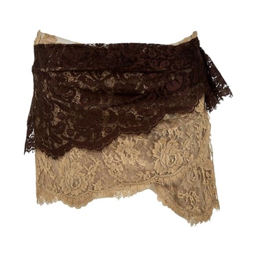 Dolce &amp; Gabbana Brown Lace Floral Skirt