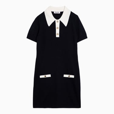 Miu Miu Blue/White Cashmere Dress With Collar Women