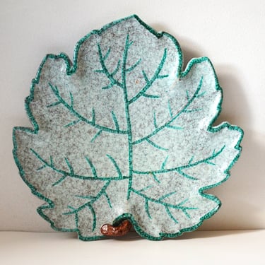 Vintage Italian Pottery Grape Leaf Plate, Made in Italy, Bitossi 