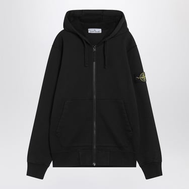 Stone Island Black Zip Hoodie In Cotton Men