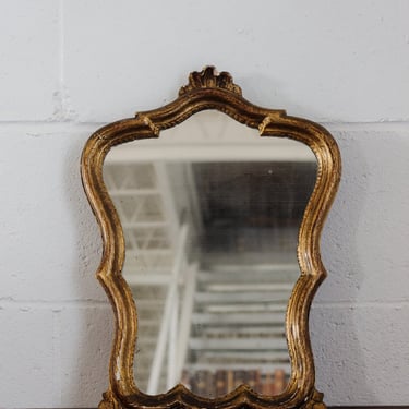 vintage french petite crested gilt mirror