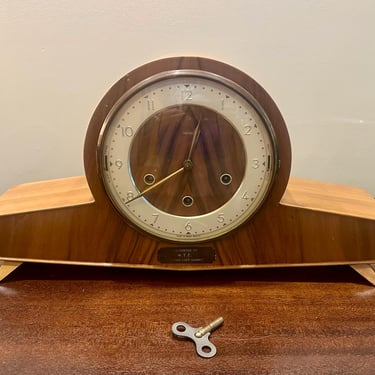 Mid Century Smiths Walnut Mantel Clock – Westminster Chimes – Art Deco - Free Shipping 